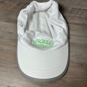 Pickleball Visor Embroidered "Pickle With It" White Adjustable Headsweats Lightw